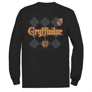 Licensed Character Men's Harry Potter Gryffindor Pride Plaid 07 Long Sleeve Tee, Size: XL, Black