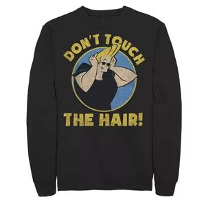 Licensed Character Men's CN Johnny Bravo Don't Touch The Hair Badge Pullover Fleece, Size: Small, Black