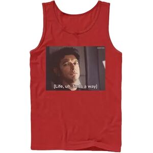 Licensed Character Men's Jurassic Park Life Finds A Way Goldblum Jeff Stare Tank Top, Size: Medium, Red