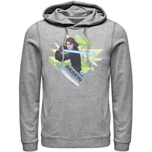 Men's Star Wars: The Clone Wars Anakin Portrait Hoodie, Size: XXL, Med Grey