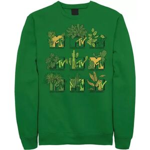 Licensed Character Men's MTV Mtve Succulents Plants Logo Sweatshirt, Size: Large, Med Green