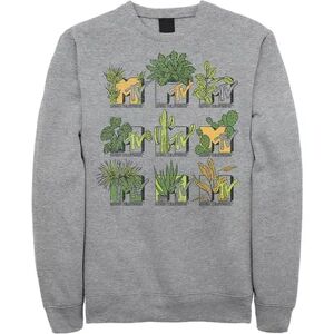 Licensed Character Men's MTV Mtve Succulents Plants Logo Sweatshirt, Size: XXL, Med Grey