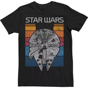 Licensed Character Big & Tall Star Wars Millennium Falcon Retro Stripes Logo Tee, Men's, Size: XL Tall, Black