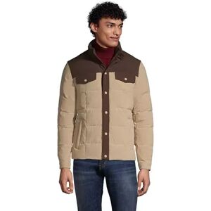 Big & Tall Lands' End Quilted Stretch Down Jacket, Men's, Size: Large Tall, Beig/Green