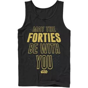 Licensed Character Men's Star Wars May The Forties Be With You Text Scroll Tank, Size: Large, Black