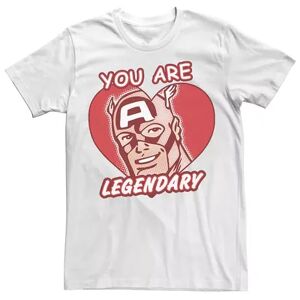 Licensed Character Big & Tall Marvel Captain America Legendary Heart Valentines Day Comic Tee, Men's, Size: 3XLT, White