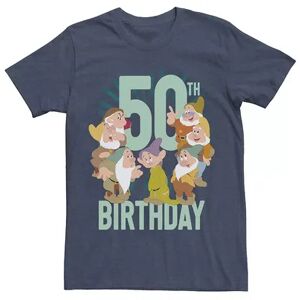 Licensed Character Men's Disney Snow White Dwarfs Group Shot 50th Birthday Tee, Size: Small, Blue