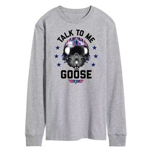 Licensed Character Men's Top Gun Talk To Me Goose Long Sleeve Tee, Size: XL, Med Grey