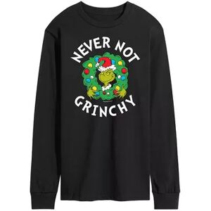 Licensed Character Men's Dr. Seuss Grinch Never Not Grinchy Long Sleeve Tee, Size: Small, Black