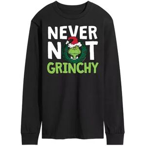 Licensed Character Men's Dr. Seuss Grinch Never Not Grinchy Long Sleeve Tee, Size: Small, Black