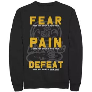 Licensed Character Men's Karate Kid Cobra Kai Fear Pain Defeat Poster Sweatshirt, Size: Small, Black