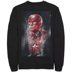 Men's Marvel Captain America Red Hue Poster Graphic Fleece Pullover, Size: XL, Black