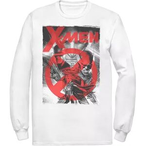 Marvel Men's Marvel X-Men Wolverine Cyclops Cable Red Logo Long Sleeve Graphic Tee, Size: Large, White