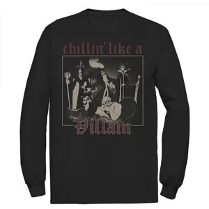 Men's Disney Villains Chillin' Like A Villain Group Portrait Long Sleeve Tee, Size: Medium, Black