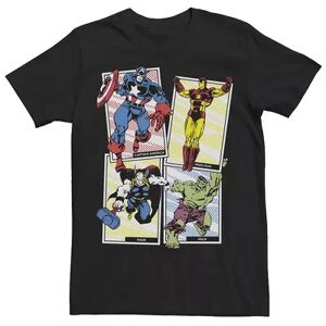 Marvel Men's Marvel Group Shot Stacked Trading Cards Poster Graphic Tee, Size: XXL, Black