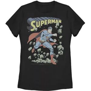 Licensed Character Juniors' DC Comics Superman Smash Rocks Vintage Poster Tee, Girl's, Size: Large, Black