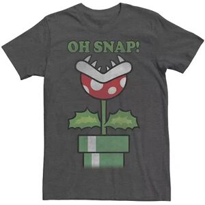 Licensed Character Men's Nintendo Super Mario Piranha Plant Oh Snap Vintage Tee, Size: Large, Grey