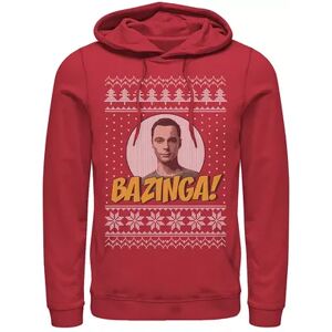 Licensed Character Men's The Big Bang Theory Bazinga Holiday Pattern Hoodie, Size: XL, Red