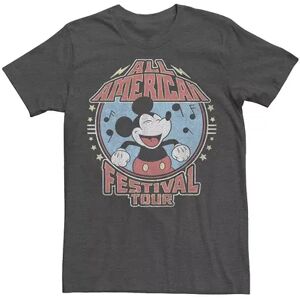 Licensed Character Men's Disney Mickey And Friends Mickey All American Festival Tour Tee, Size: Medium, Dark Grey