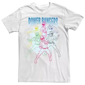 Licensed Character Big & Tall Power Rangers Group Shot Line Art Portrait Tee, Men's, Size: XLT, White