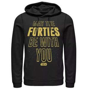 Licensed Character Men's Star Wars May The Forties Be With You Text Scroll Hoodie, Size: XXL, Black