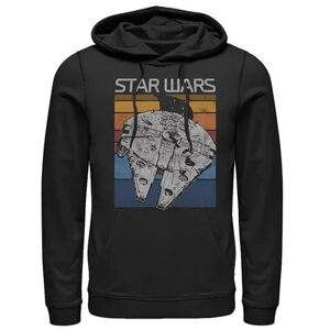 Licensed Character Men's Star Wars Millennium Falcon Retro Lines Poster Hoodie, Size: XL, Black