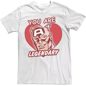 Licensed Character Big & Tall Marvel Captain America Legendary Heart Valentines Day Comic Tee, Men's, Size: XLT, White