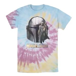 Licensed Character Men's Star Wars The Mandalorian Helmet Portrait Mashup Tee, Size: Large, Multicolor