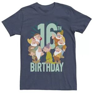 Licensed Character Men's Disney Snow White Dwarfs Group Shot 16th Birthday Tee, Size: Small, Blue