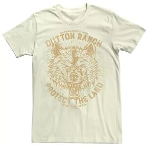 Licensed Character Men's Yellowstone Dutton Ranch Protect The Land Wolf Head Tee, Size: Medium, Natural