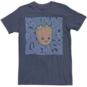 Licensed Character Men's Marvel I am Groot Mischief, Mayhem, Cuteness Center Groot Face Tee, Size: Large, Blue