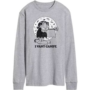 Licensed Character Men's Garfield I Vant Candy Long Sleeve Tee, Size: XXL, Med Grey