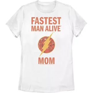 Licensed Character Juniors' DC Comics The Flash Fastest Man Alive Mom Lightning Circle Tee, Girl's, Size: XL, White