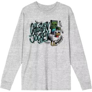 Licensed Character Men's Minecraft Chicken Jockey Long Sleeve Tee, Size: Small, Grey