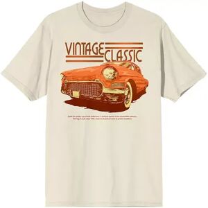 Licensed Character Men's Car Fanatic Orange Vintage Car Tee, Size: Large, Beig/Green