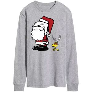 Licensed Character Men's Peanuts Snoopy Santa Long Sleeve Tee, Size: Large, Med Grey