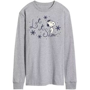 Licensed Character Men's Peanuts Let It Snow Long Sleeve Tee, Size: XXL, Med Grey