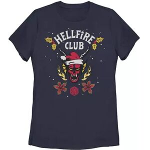 Licensed Character Juniors' Stranger Things Hellfire Club Christmas Tee, Girl's, Size: Small, Blue