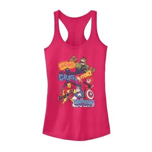 Marvel Juniors' Marvel Avengers Cartoon Sound Effects Retro Tank Top, Girl's, Size: Large, Red