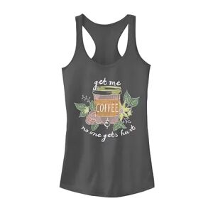 Unbranded Juniors' Get Me Coffee No One Gets Hurt Graphic Tank, Girl's, Size: Small, Grey
