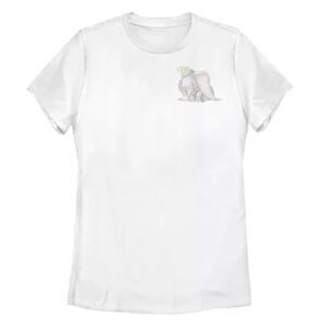 Licensed Character Juniors' Disney's Dumbo Cute Left Chest Vintage Graphic Tee, Girl's, Size: Small, White