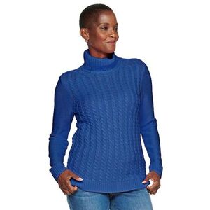 Croft & Barrow Women's Croft & Barrow Extra Soft Cable-Knit Turtleneck Sweater, Size: Large, Dark Blue