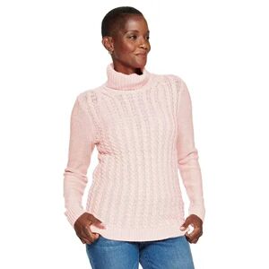 Croft & Barrow Women's Croft & Barrow Extra Soft Cable-Knit Turtleneck Sweater, Size: XL, Brt Pink