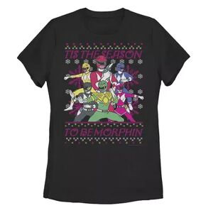 Licensed Character Juniors' Power Rangers Christmas Tis The Season To Be Morphin Tee, Girl's, Size: XL, Black