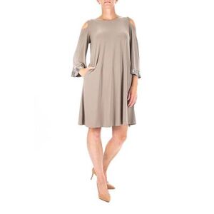 Women's Nina Leonard Sequin Cold-Shoulder Dress, Size: Large, Brown