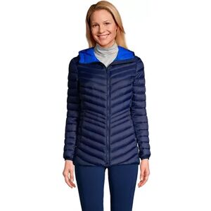 Lands' End Women's Lands' End Down Ultralight Packable Hooded Jacket, Size: Small, Blue