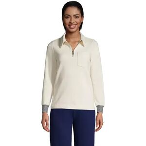 Lands' End Women's Tall Lands' End Serious Sweats 1/4-Zip Sweatshirt, Size: Medium Tall, Natural