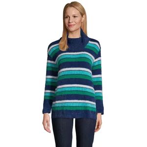 Lands' End Women's Lands' End Striped Eyelash Cowlneck Sweater, Size: XL, Blue