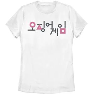 Licensed Character Juniors' Squid Game Korean Title Logo Graphic Tee, Women's, Size: Small, White