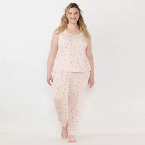 Plus Size LC Lauren Conrad Pajama Tank and Cuffed Pajama Pants Sleep Set, Women's, Size: 2XL, Light Pink